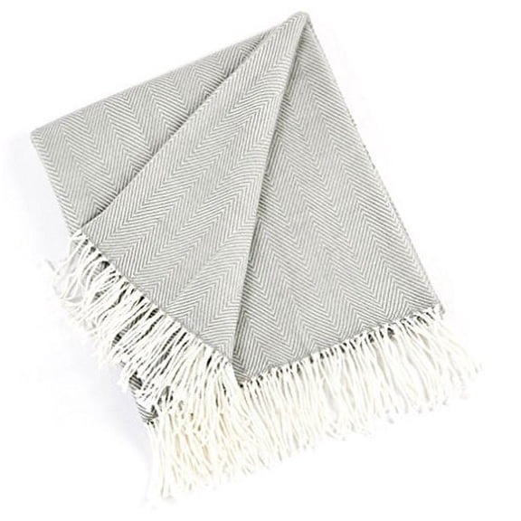 Herringbone Design Throw Blanket (Grey)