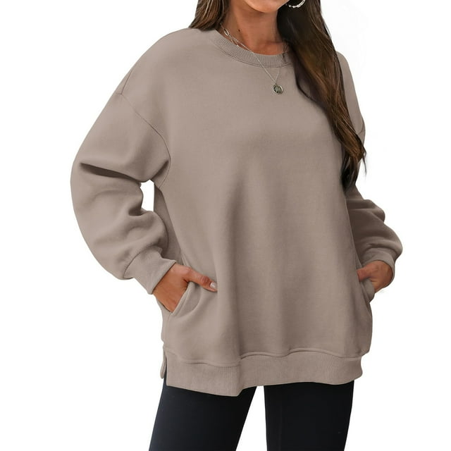 Womens Oversized Sweatshirts Crewneck Long Sleeve Tops Pullover Fall Fashion Clothes With Pocket