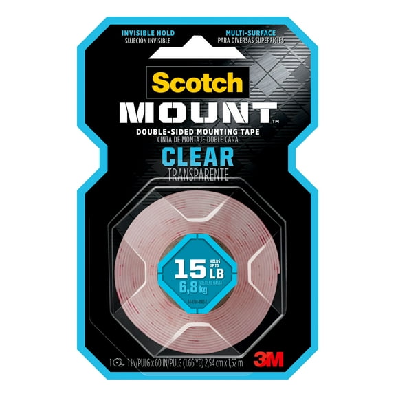 Permanent Clear Mounting Tape, Holds Up To 15 Lbs, 1 X 60, Clear | Bundle of 5 Rolls