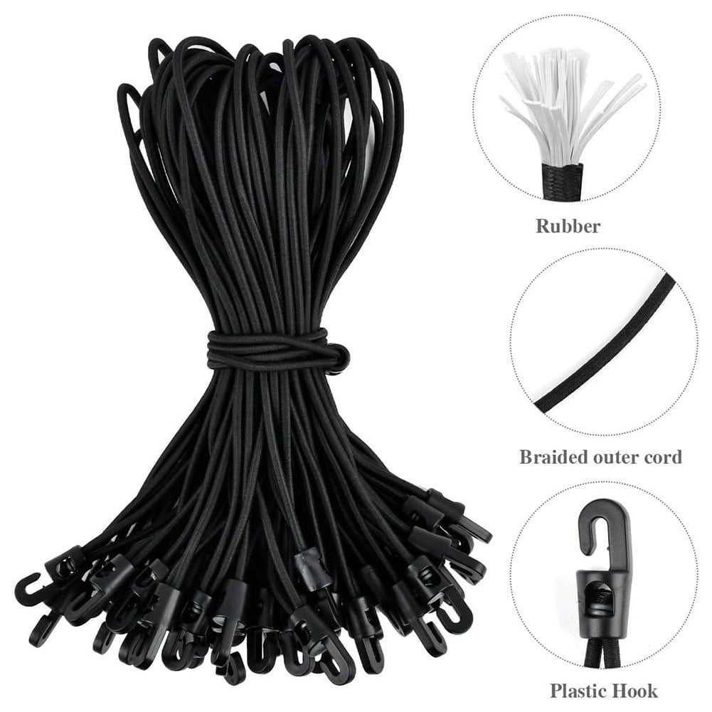 Fankenuo 20/40Pcs Bungee Cord With Hooks 25cm High Elasticity Expander With Hooks Rubber Tensioner With Hooks For Camping Tarpaulin 40PCS