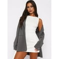 thumbnail image 3 of Women'S Summer Sleeveless Boat Neck Mini Dress Slim Fit Party Club Bodycon Dresses Cream White XL, 3 of 5