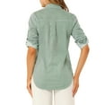 thumbnail image 3 of Unique Bargains Women's Button Down Long Sleeve Shirt Vertical Stripes XS Green, 3 of 7