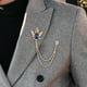 thumbnail image 5 of Broche de cadena para hombre, decoración de pasador de pecho, accesorios formales, borla, s de imitación, insignia Vintage, Pin de solapa para, 5 of 9
