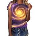 thumbnail image 4 of Summer Clearance Women's Clothing GaThRRgYP Women Tops Summer T-Shirts Short Sleeve,Women's and Men's Casual Print Short Sleeve Round Neck Top Purple XXXXL, 4 of 6