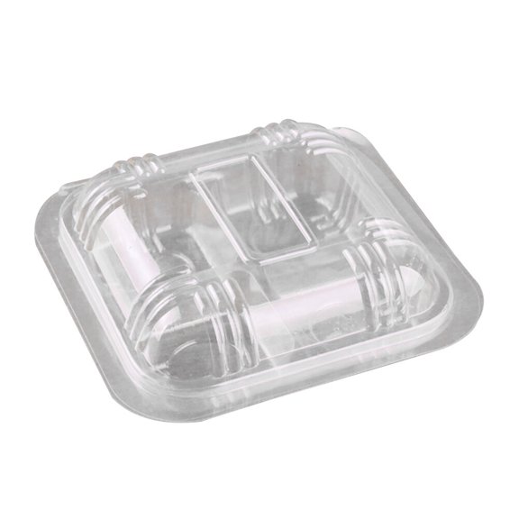 MRLESS 100pcs Disposable Transparent Plastic Boxes Hinged Lid Four-grid Takeout Food Containers for Desserts Fruits