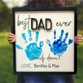 thumbnail image 2 of Personalized Best Dad Ever Hands Down Sign, Custom DIY Handprint Wooden Plaque With Kids Name Birthday Father's Day Gift for Dad Daddy Papa Grandpa from Son Daughter, 2 of 9