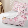 thumbnail image 4 of Homewish Kawaii Pink Ghost Bed Spread Queen for Girls, Pumpkin Bowknot Queen Coverlet Set, Blush Pink, 3 Pieces 1 Bedspread and 2 Pillowcases, 4 of 7