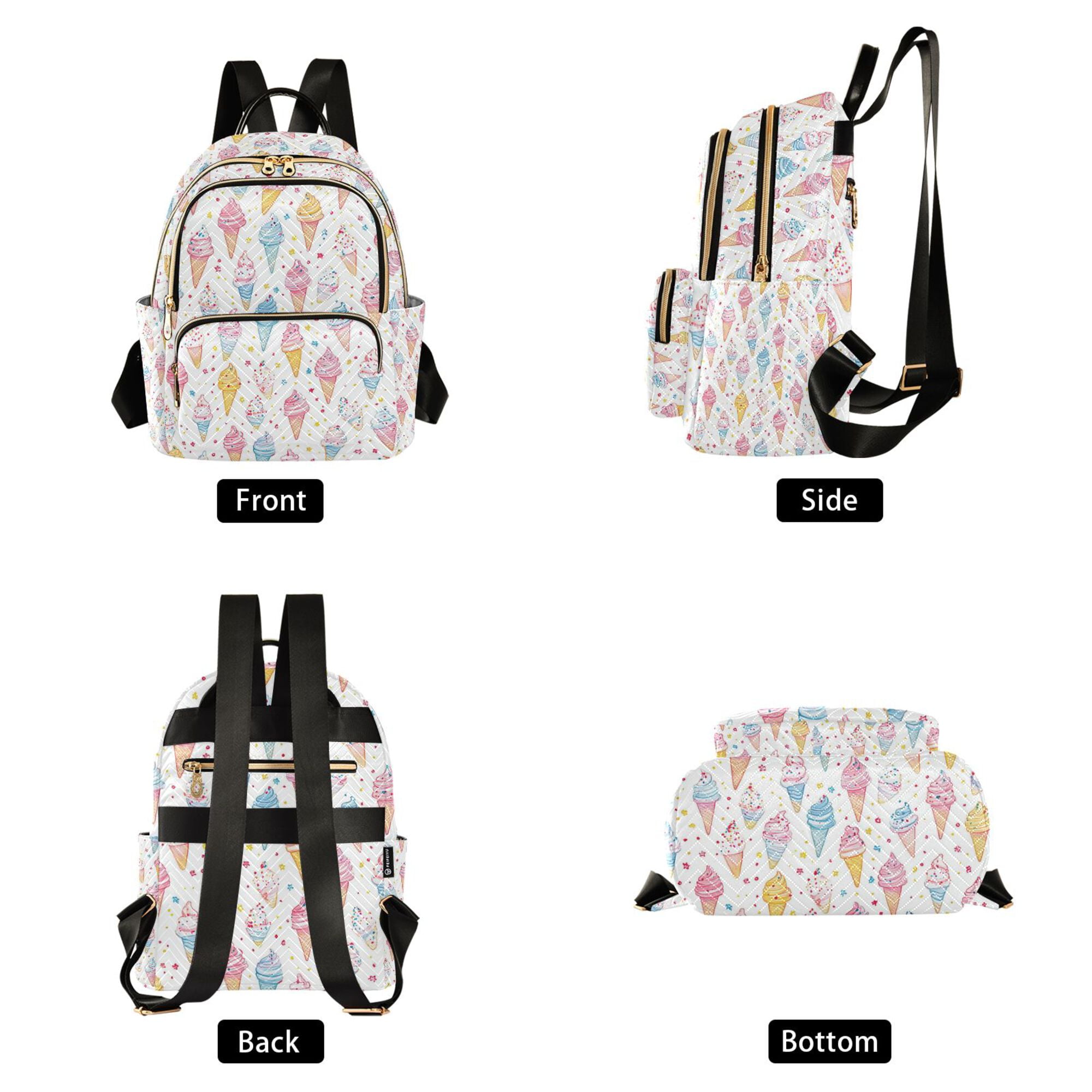 FORMRS Mini Backpack Purse for Women Travel Daypack Casual Shoulder Bag, Colorful Ice Cream Pattern