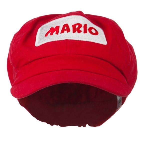 Big Size Rectangle Mario and Luigi Embroidered Cotton Newsboy Cap - Red XL-2XL