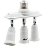 DiCUNO 3 in 1 E26 Light Socket Splitter Adapter, Socket Converter Bulb Lamp Holder Horizontal Designed 360 Degrees Adjustable 180 Degrees Bending