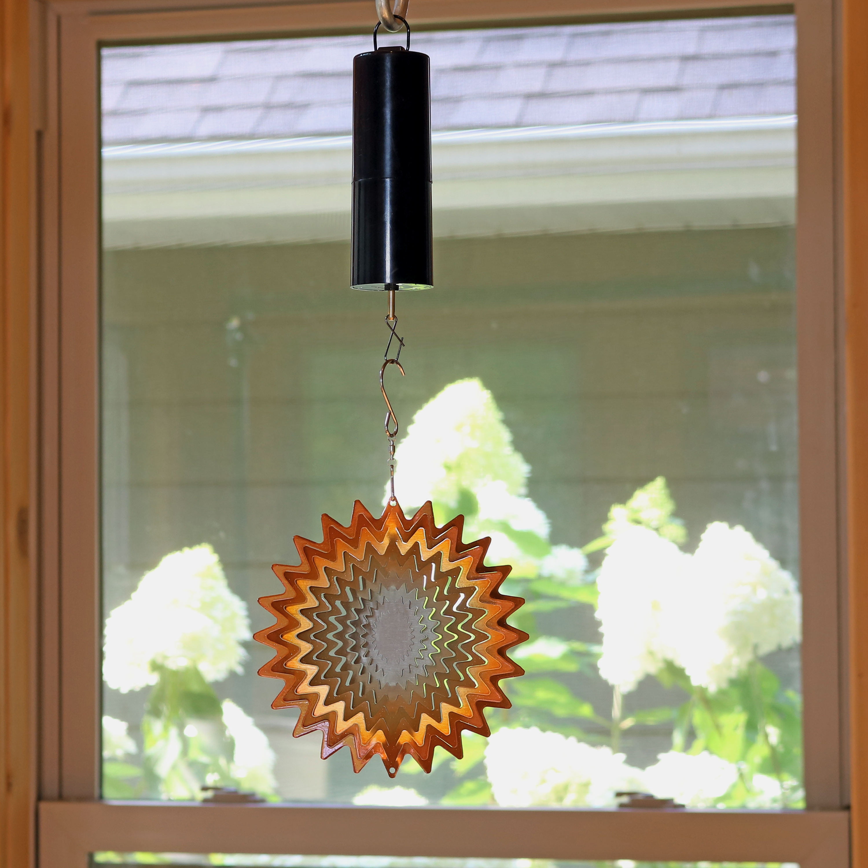 Sunnydaze Orange Star Whirligig Outdoor Wind Spinner with Hook 6-Inch