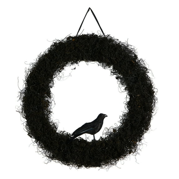 Nearly Natural 30in. Halloween Black Raven Twig Wreath