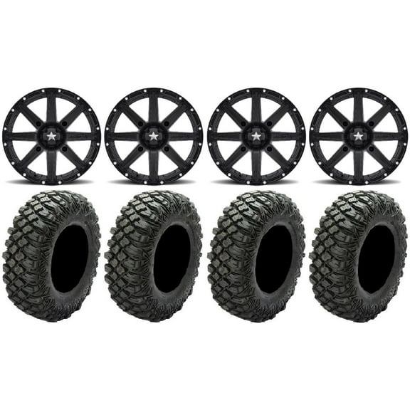 MSA Black Clutch 14" UTV Wheels 28" Crawler XR Tires Polaris RZR XP 1000 / PRO XP / Ranger XP 900/1000
