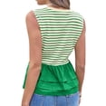 thumbnail image 5 of Summer Stripe Print Women Sleeveless Patchwork Slim Tank Tops Ruffle Vest, 5 of 6