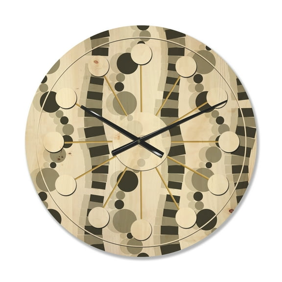 Designart 'Black and White Geometric Pattern VI' Mid-Century Modern Wood Wall Clock