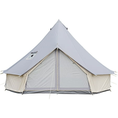 Trend Tents Inc 13 ft -All Weather - Canvas Bell Tent - Grey - Waterproof Mold-Resistant with Stove Jack