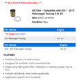 thumbnail image 2 of Oil Filter - Compatible with 2011 - 2017 Volkswagen Touareg 3.6L V6 2012 2013 2014 2015 2016, 2 of 2