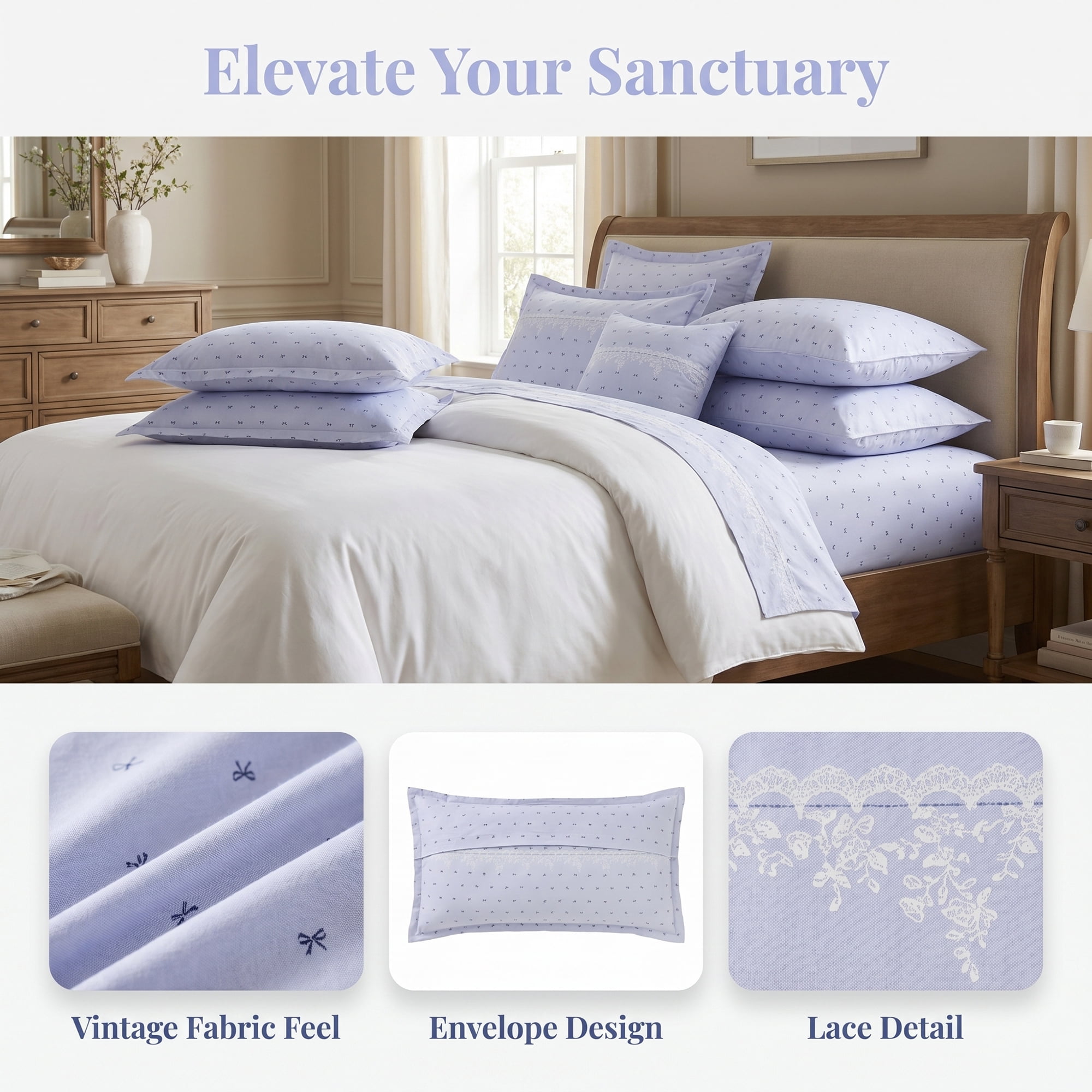 Unique Bargains 2 Pack Cotton Smooth Cooling Envelope Closure Pillowcases Blue D