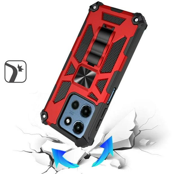 XPM for Motorola Moto G 5G 2025 Phone Case, Hybrid Shockproof [Military Grade] Rugged Protective with Magnetic Car Mount & Invisible Stand Cover for Moto G 5G (2025) (Red)