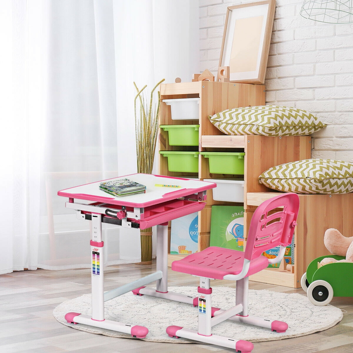 Gymax Height Adjule Children S Desk Chair Set