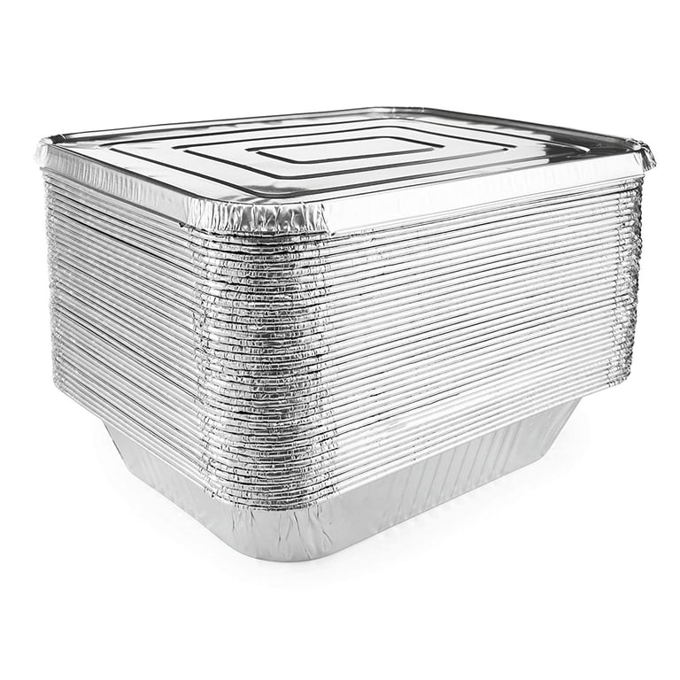 Half Size Diplastible 9 x 13 Disposable Aluminum Foil Pans with Lids  Take-Out Container