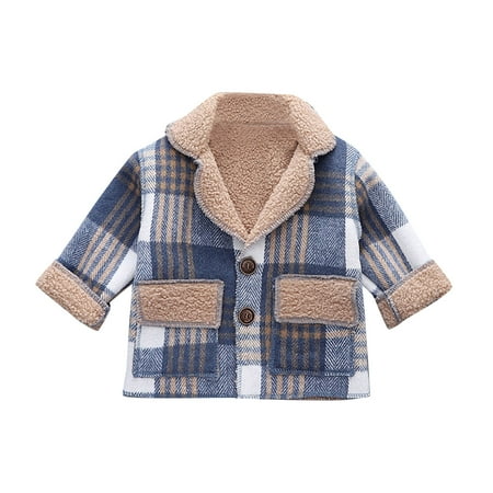 

5t Boys Outerwear Small Kids Toddler Baby Boys Girls Flannel Jacket Plaid Long Sleeve Lapel Button Down Fall Warm Coat Outwear Big Boys Coats Size 8