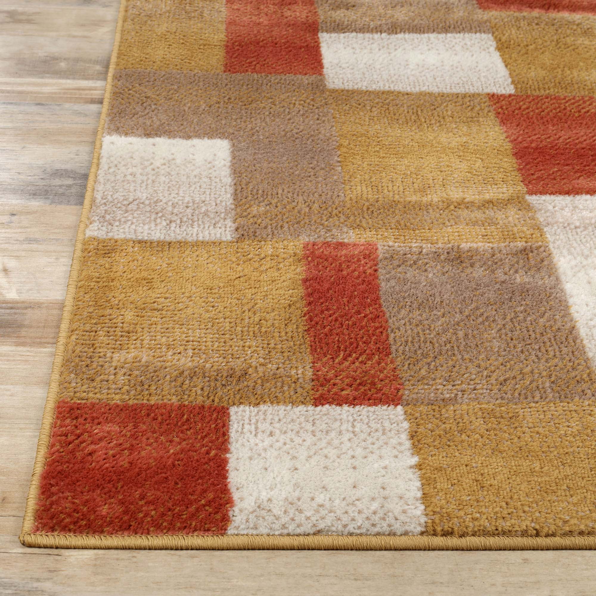 Superior Modern Geometric Fire Retardant and Anti-Static Indoor Area Rug, 5'x8', Ginger