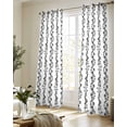 thumbnail image 5 of Black Spring Leaves Sheer Curtains 84 Inch Length 2 Panels Set for Living Room/Bedroom, Pastoral Botanical Striped Flowers Kitchen Curtains Grommet Semi-Sheer Curtains Window Treatments 52"x84"x2, 5 of 7