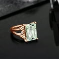 thumbnail image 4 of Gem Stone King 18K Rose Gold Plated Silver Green Prasiolite and White Diamond Engagement Ring for Women (6.63 Cttw, Gemstone Birthstone, Emerald Cut Checkerboard 14X10MM, Size 6), 4 of 5