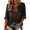 thumbnail image 4 of Women's Salem Broom Company Printed T-Shirt Salem Halloween Witch Tshirt, Vintage Salem Broom Company Shirt Funny Halloween Witch Tshirt Dark Gray XL, 4 of 5
