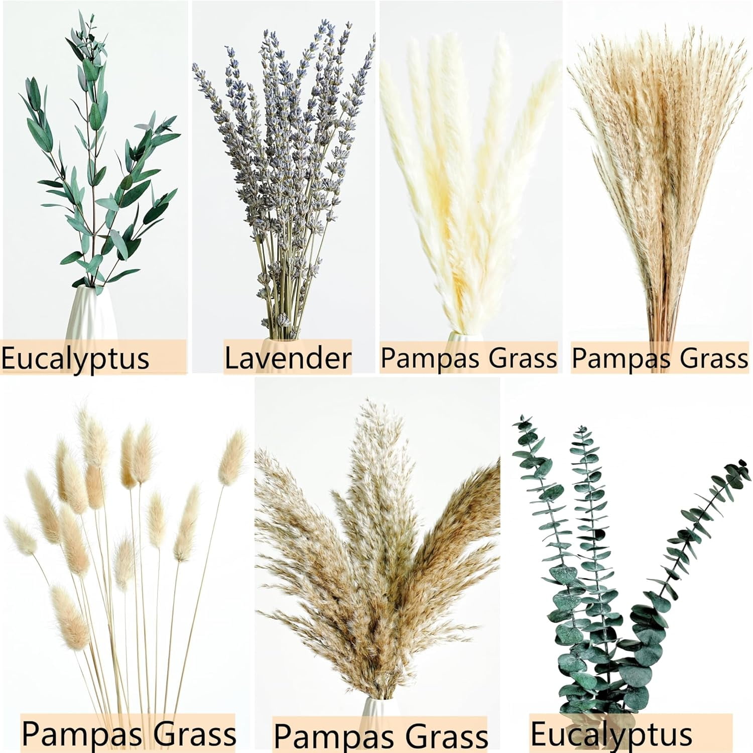 Green Pampas Grass Boho Bouquet – Exquisite Lavender and Eucalyptus Dried Flower Arrangements for Western Decor Rustic Flowers Your Bohemian Home, Bedroom, Wedding Table Décor