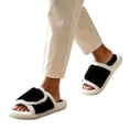 thumbnail image 3 of uublik Comfy Fuzzy Slippers for Women Open Toe Memory Foam House Shoes Indoor Outdoor Non Slip House Slides, Black, 3 of 3