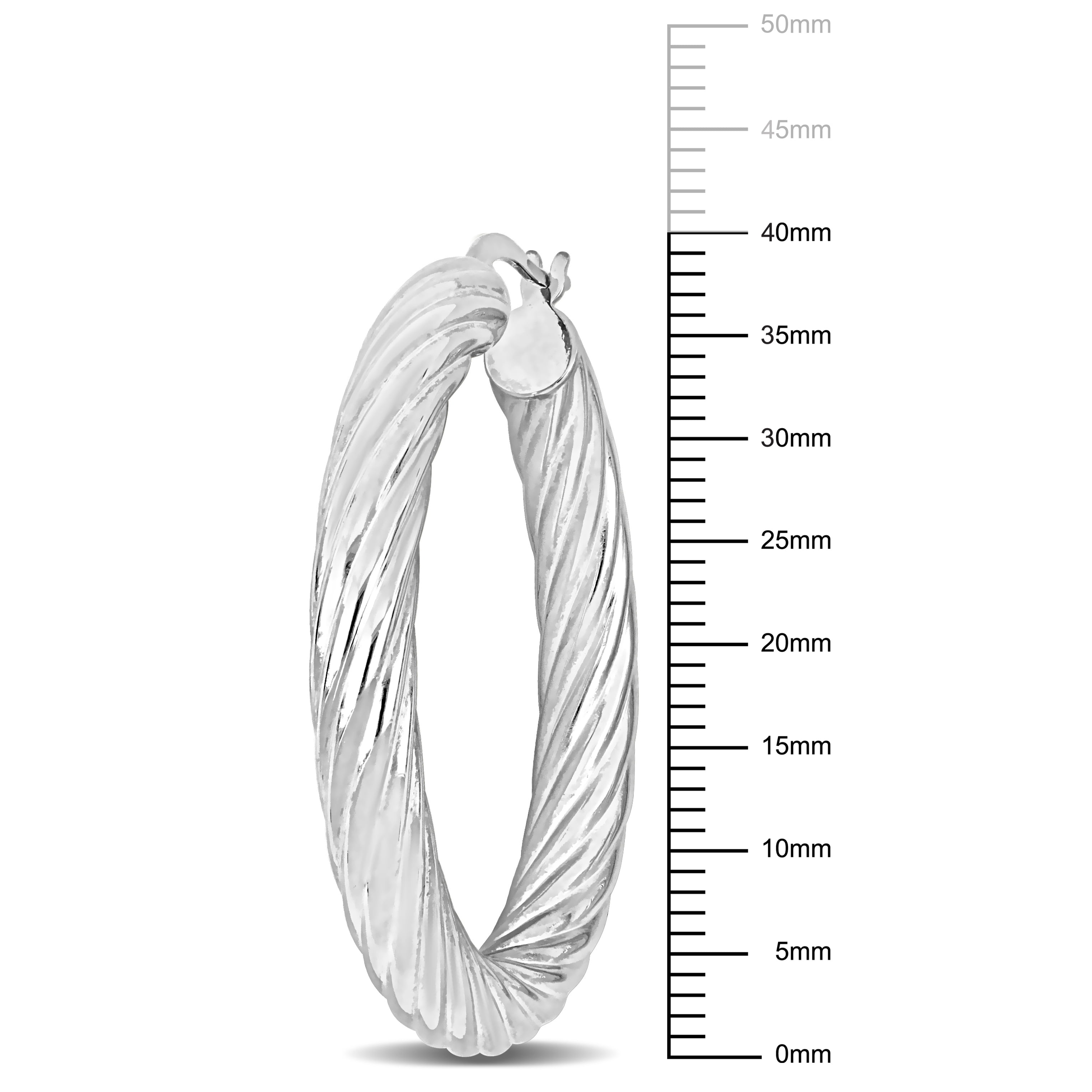 Everly Women's 5mm Sterling Silver Twist Design Round Large Hoop Earrings