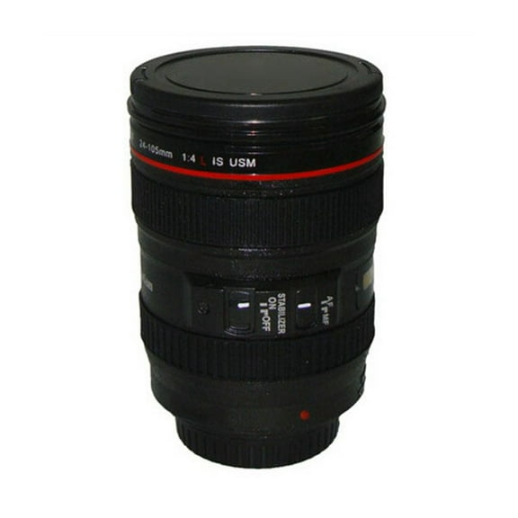Camera Lens Coffee Mug with Lid Fake Lens Water Cup Cool Photography Gifts for Men Women Friend Funny Home Drinkware Supplies (BLACK,401-500ml)