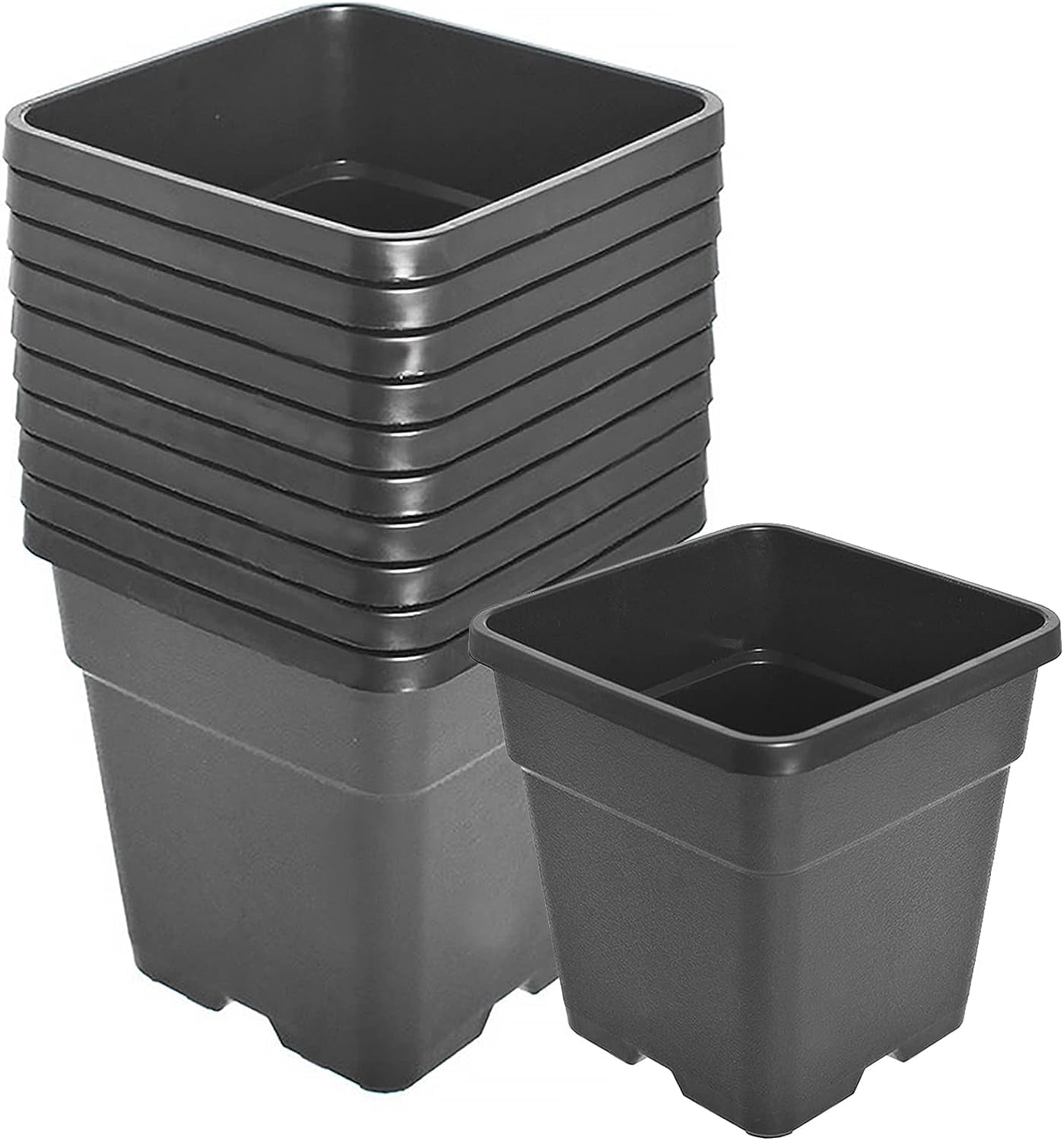 netuera 10 Pcs Plastic Planter Pots, 1/2/3/5/7/10 Gallon Black Flower