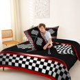 thumbnail image 4 of Manfei Crossed Checkered Flags Full Size Comforter Sets,Modern Racing Pattern Bedding Comforter Set,Black White,Black Reversible,3-Piece,1 Comforter and 2 Pillowcases, 4 of 7