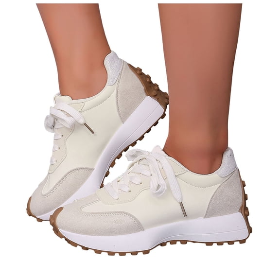 Rokment Women Retro Color Block Running Trainners Skate Shoes Comfortable Suede Platform Non Slip Jogging Walking Tennis Sneakers for School Streetwear Casual