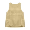 thumbnail image 5 of Husipze Cotton Linen Tank Tops for Women Sleeveless Crewneck Loose Fit Summer Shirts Basic Casual Blouses with Pockets Yellow L, 5 of 8