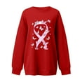 thumbnail image 4 of BiZtdJrK Womens Fall Sweatshirts Breast Cancer Fashion Pink Ribbon Graphic Sweatshirt Drop Shoulder Long Sleeve Crewneck Pullover Red L, 4 of 5