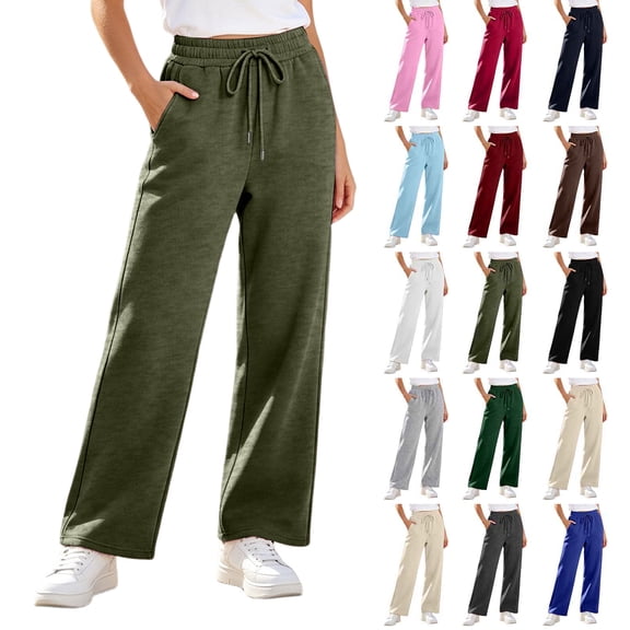 Lounge Sweatpants for Women with Pockets Solid Color Loose Casual Outdoor Sports With Drawstring And Pocket Pants Daily commuting Wear