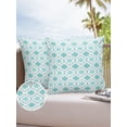 thumbnail image 6 of Pack of 2 Outdoor Pillow Covers, Teal Green Turquoise Moroccan Pattern Geometric Waterproof Square Throw Pillowcase Cushion Decorative Pillow Covers for Couch Patio Tent, 16x16 in, 6 of 6