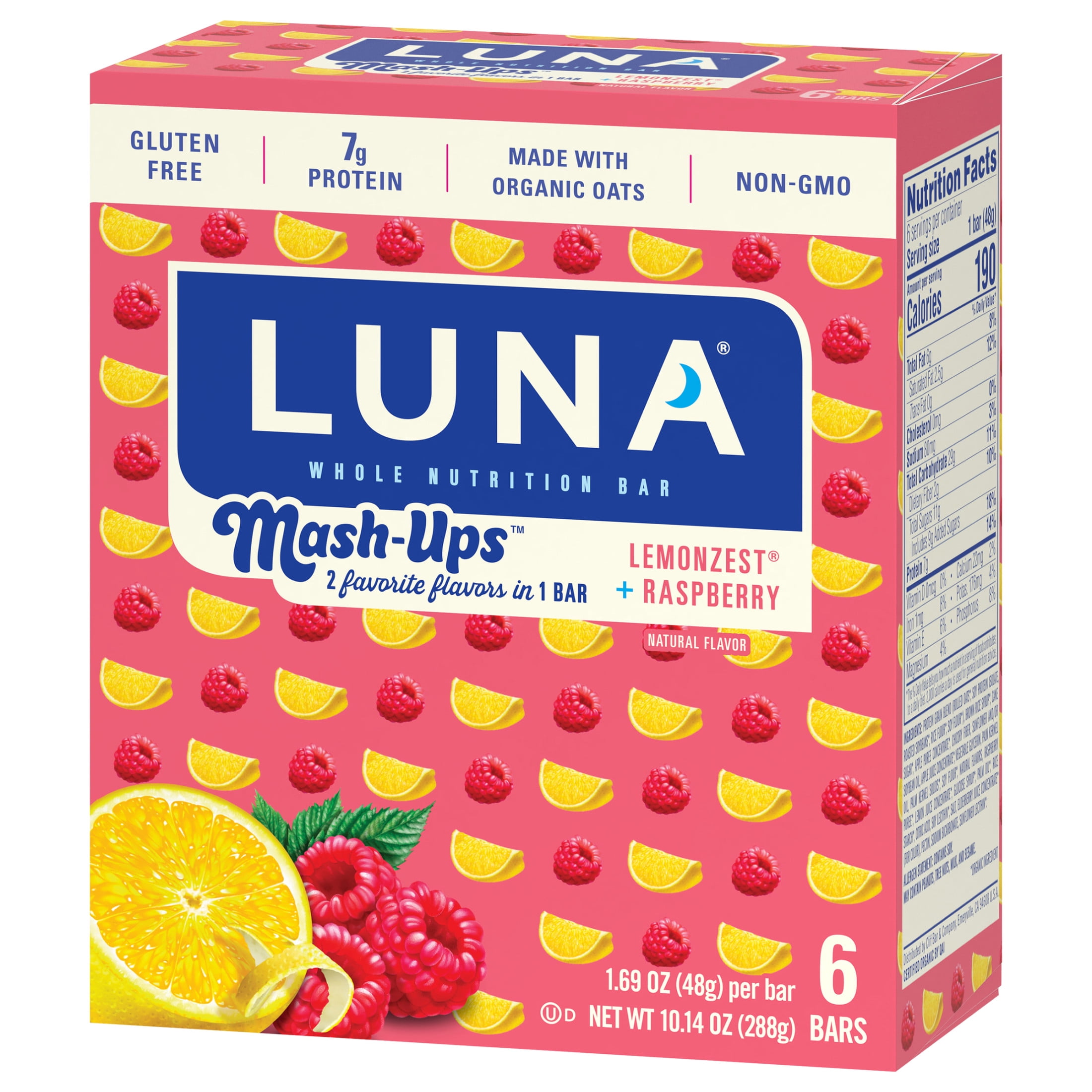 LUNA BAR - Mashups - Gluten Free Snack Bars - Lemon Zest & Blueberry Flavor  - (1.69 Ounce Snack Bar, 15 Count) : : Grocery & Gourmet Food