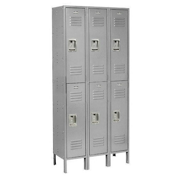 Global Industrial 254128GY 12 x 18 x 36 in. Double Tier Infinity Locker with 6 Door Ready to Assemble, Gray