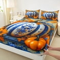 thumbnail image 3 of Manfei Tribal Pumpkin Full Sheet Sets, Rustic Sunflower Bed Sheets Full, Farmhouse Harvest Bedding Sets Full Size, Lightweight Bedroom Decorative, 4pcs, 3 of 7