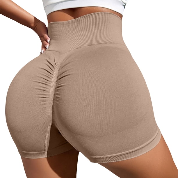 Pantalones cortos de entrenamiento para mujer con efecto lifting - Pantalones cortos sin costuras con entrepierna de 3,6/4,5/6 pulgadas - Ropa de gimnasio con cintura baja acanalada y transpirable