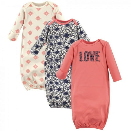 UPC: 0660168686821 | Touched by Nature Baby Girl Organic Cotton Long-Sleeve Gowns 3pk  Daisy  0-6 Months