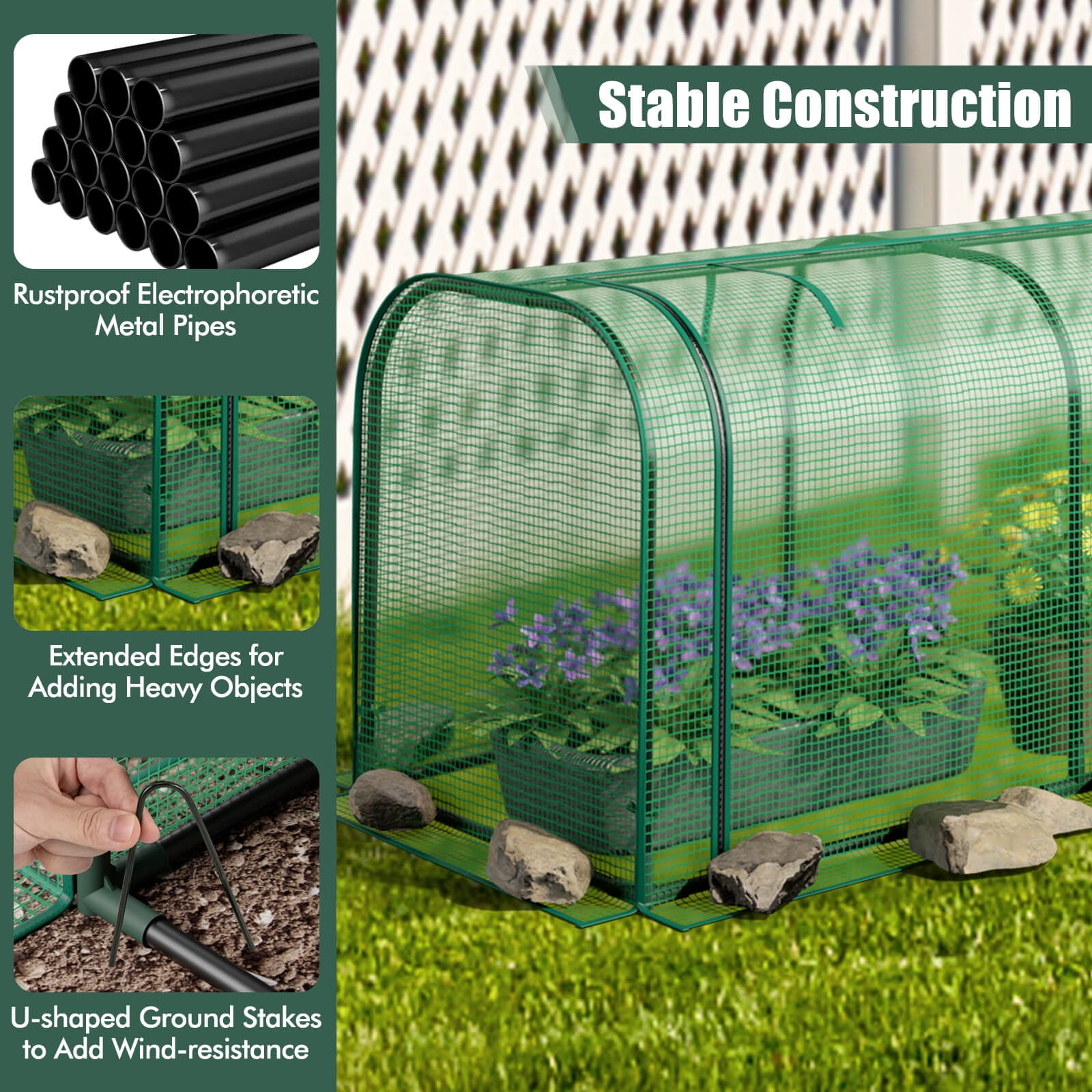 Costway Portable Mini Greenhouse 47" x 22" x 24" Outdoor Indoor Tunnel Greenhouse Green