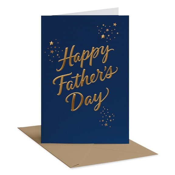 American Greetings Father's Day Card for Any Dad, Navy and Gold Foil Star Design, Includes Envelope