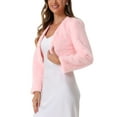 thumbnail image 4 of INSPIRE CHIC Formal Bolero for Women's Evening Dressy Faux Fur Shrug Jacket S Light Pink, 4 of 6