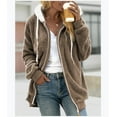 thumbnail image 3 of Women's Loose Plush Zipper Hooded Jacket, 3 of 9